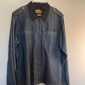 Womens Harley Davidson Denim Long Sleeve Button Up Shirt Size XL
